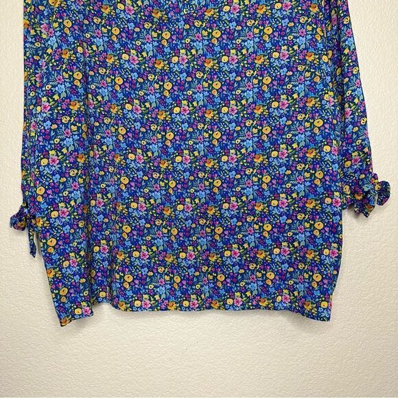 Adrienne Vittadini Floral 3/4 Sleeves Tie Pull Over Top - Picture 5 of 13